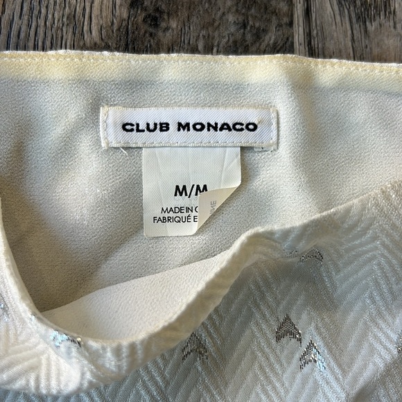 Club Monaco Top White and Silver Metallic Peplum Top Size Medium Spaghetti Strap - Picture 4 of 10